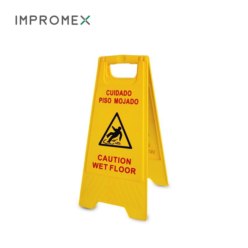 Señalética plegable de piso mojado